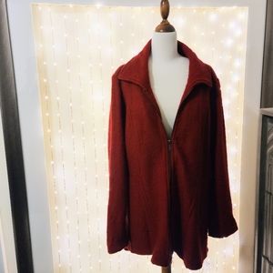 For Cynthia Dark Red Wool Sweater Jacket